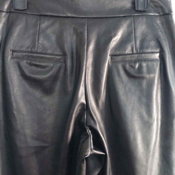 Nine West Black Faux Leather Wide Leg Pants 10 - Picture 9 of 11